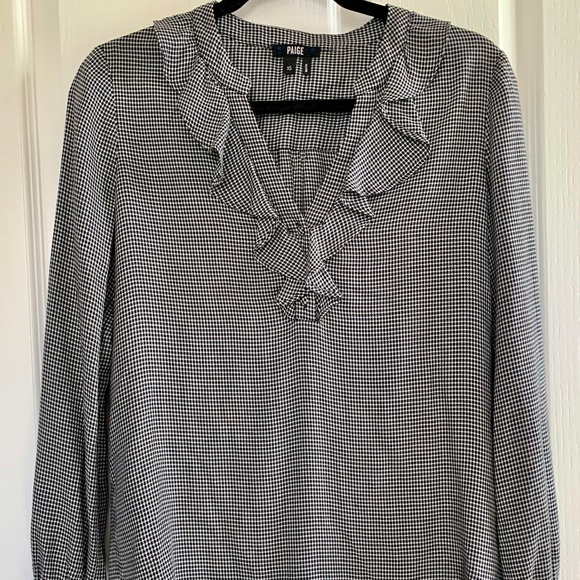 PAIGE Tops - SOLD PAIGE Ruffle Houndstooth Blouse top blouse sh
